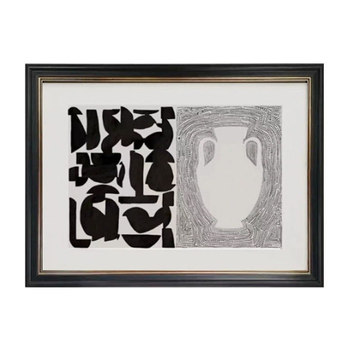 Framed Abstract Calligraphic Artwork
