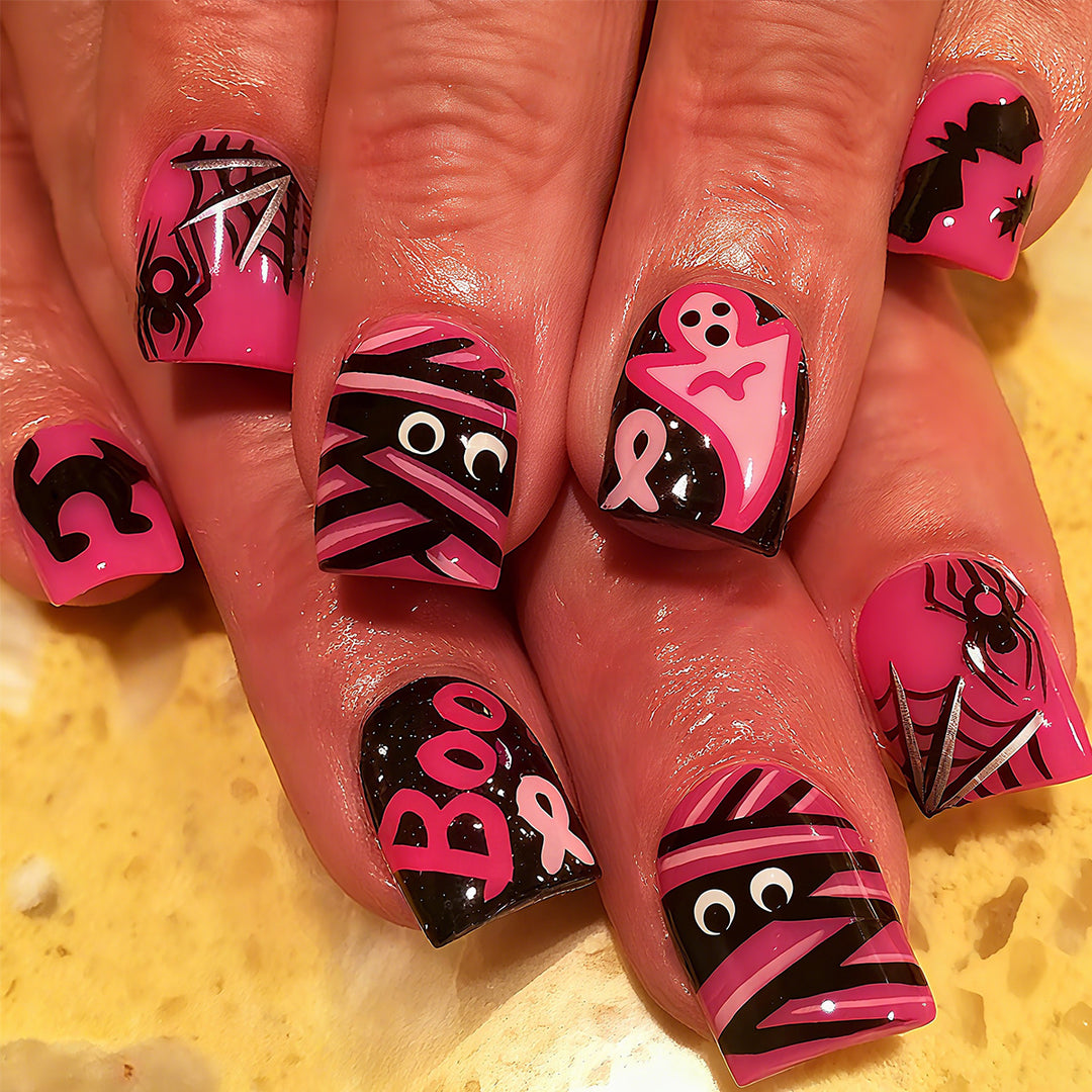 Acrylic nail set with Halloween motif and creative designs Kalsten