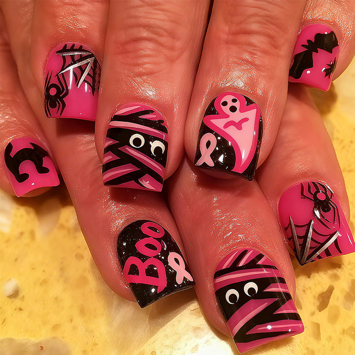 Acrylic nail set with Halloween motif and creative designs Kalsten