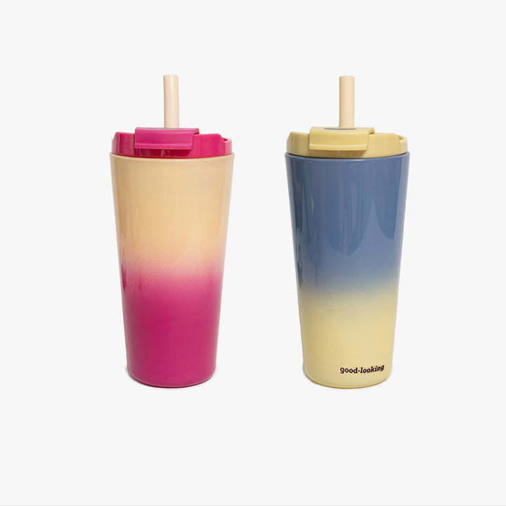 Double-Wall Vacuum Insulated Travel Tumbler With Leakproof Flip Straw Lid And Silicone Stopper