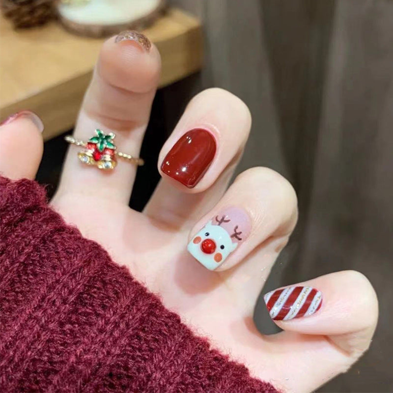 Artistic Press-On Nail Set with Animal Print