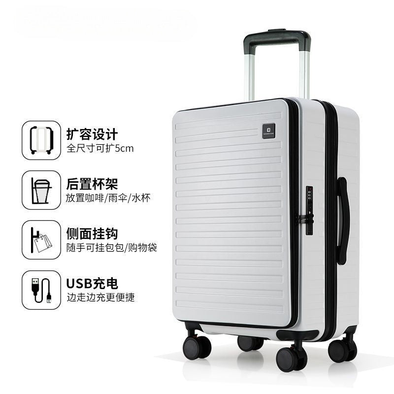 Hard Shell Trolley With Integrated Usb Charging Station And Expandable Storage Kalsten