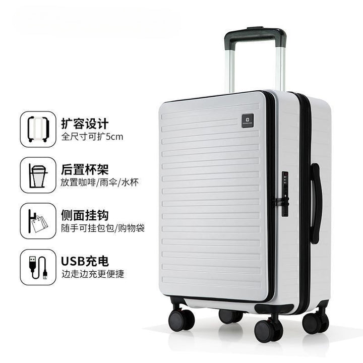 Hard Shell Trolley With Integrated Usb Charging Station And Expandable Storage Kalsten