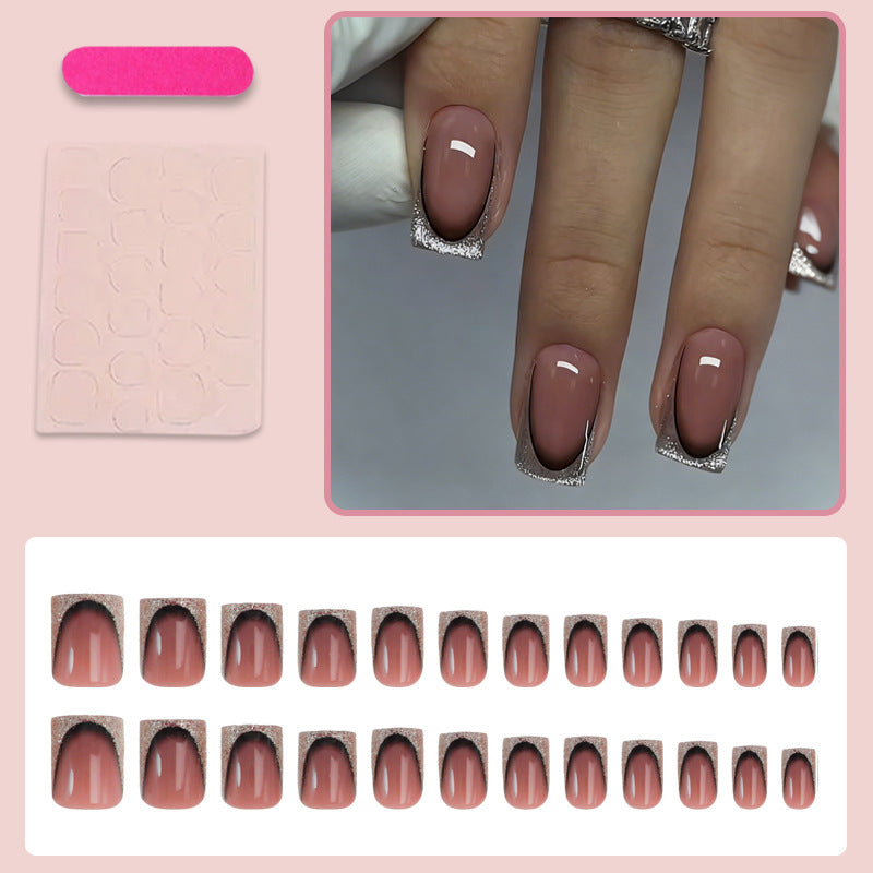 Nail set with luxurious glitter French tips Kalsten