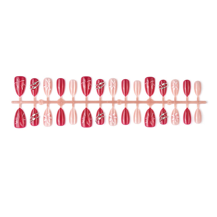 Elegant Press-On Nail Art Set with Rhinestone Accents Kalsten