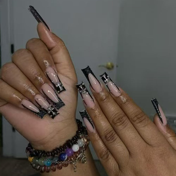 Decorative Stiletto Press-On Nails with Star Accents Kalsten