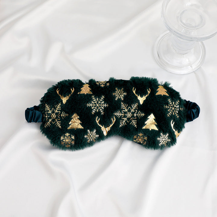 Unisex soft eye mask made of faux fur with festive motif embossing Kalsten
