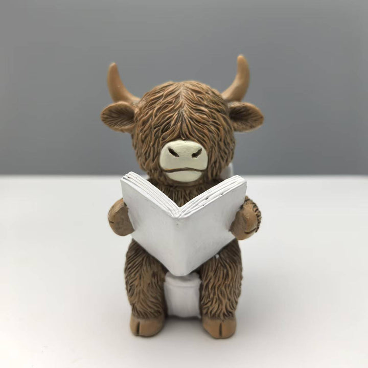 Funny decorative figure of a Highland cow in a bathtub Kalsten