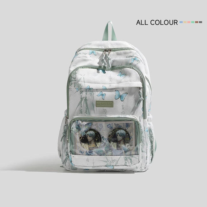 Butterfly-Printed Multi-Compartment Backpack Kalsten