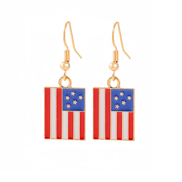 Ladies enamel earrings horseshoe with star stripe motif Kalsten