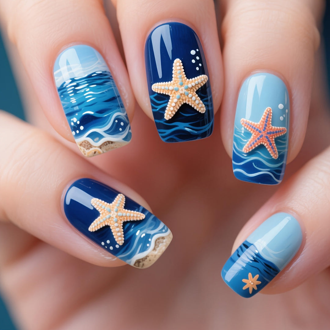 Nautical Themed 3D Acrylic Nail Art Kalsten