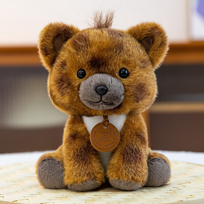 Plush Sitting Lion Cub Collectible with Embroidered Face and Hanging Medallion Kalsten