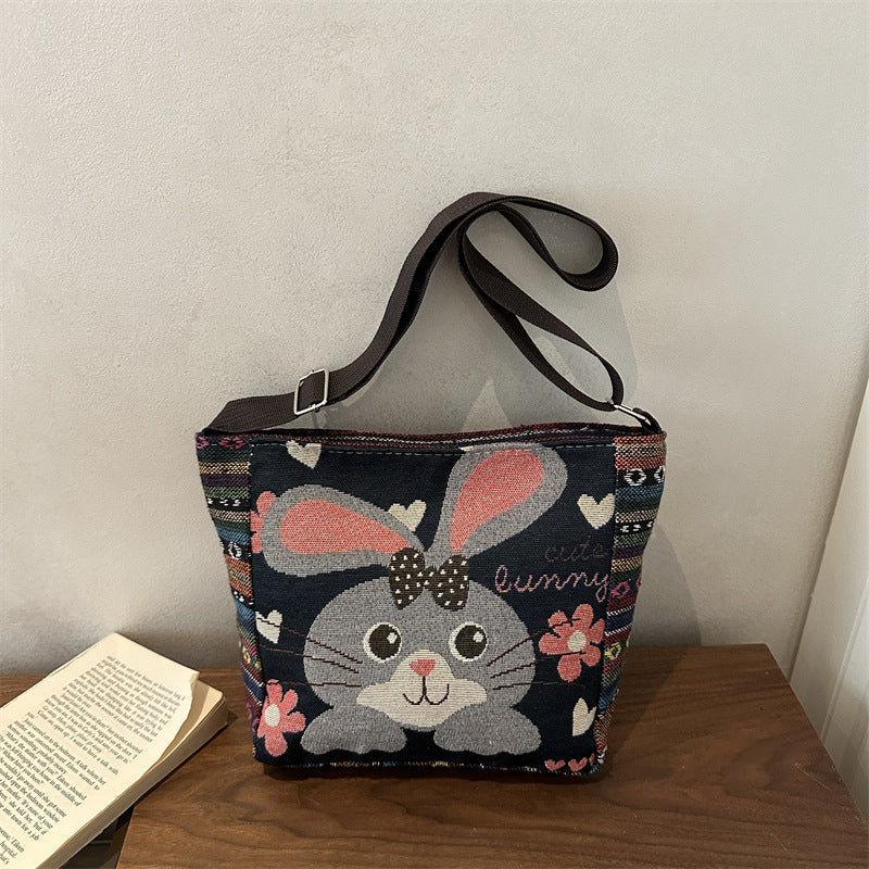 Artistic Elephant Embroidered Crossbody Bag