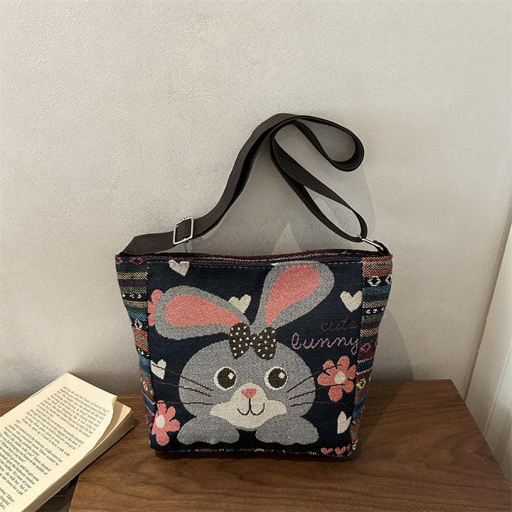 Artistic Elephant Embroidered Crossbody Bag