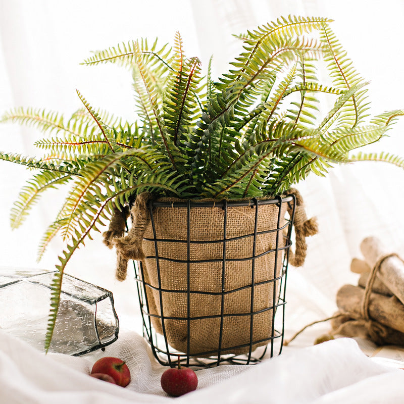 Decorative storage basket made of wire and linen Kalsten