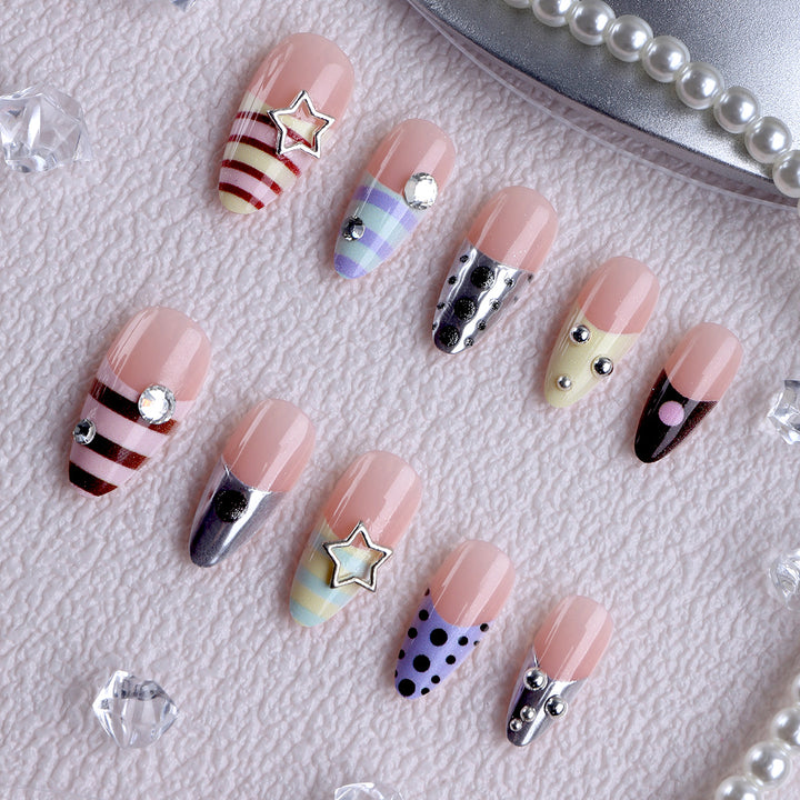 Artificial nails with creative patterns and 3D accents Kalsten