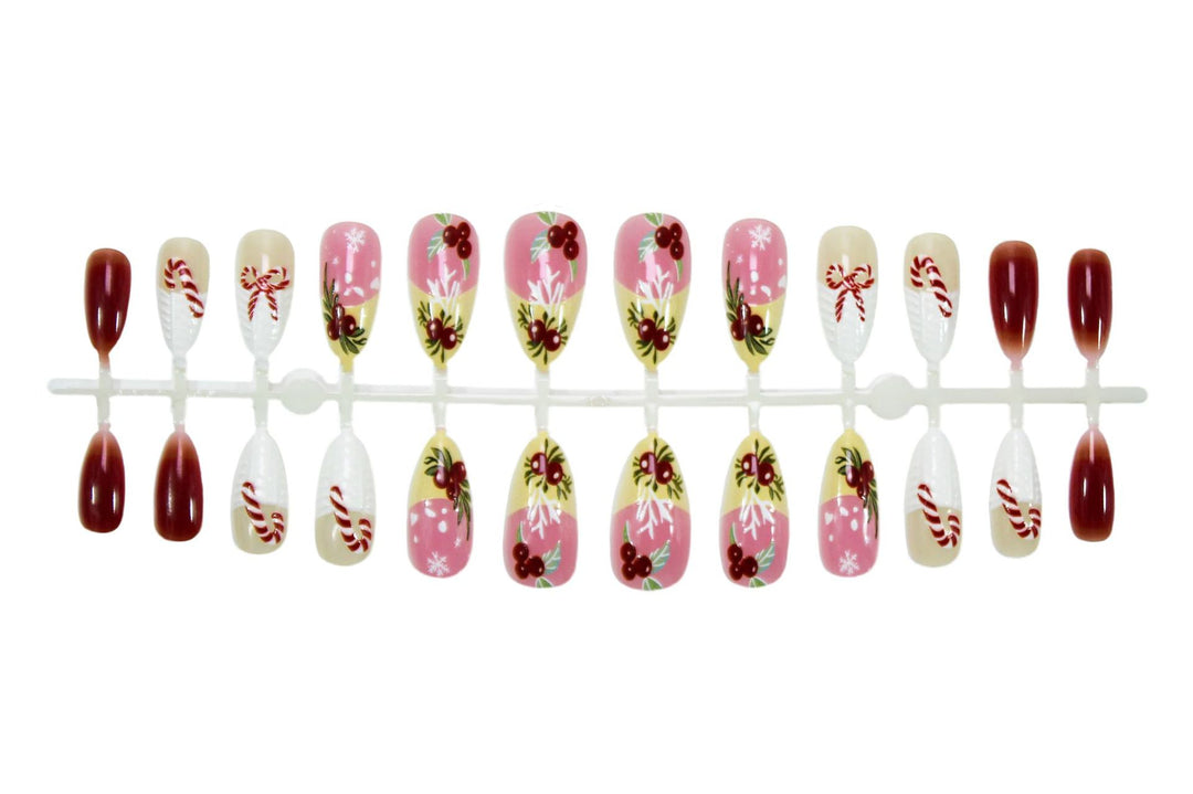 Artificial nail set with winter and festive designs Kalsten