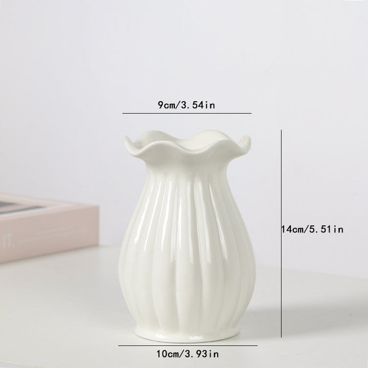 Ribbed Ceramic Flower Vase Kalsten
