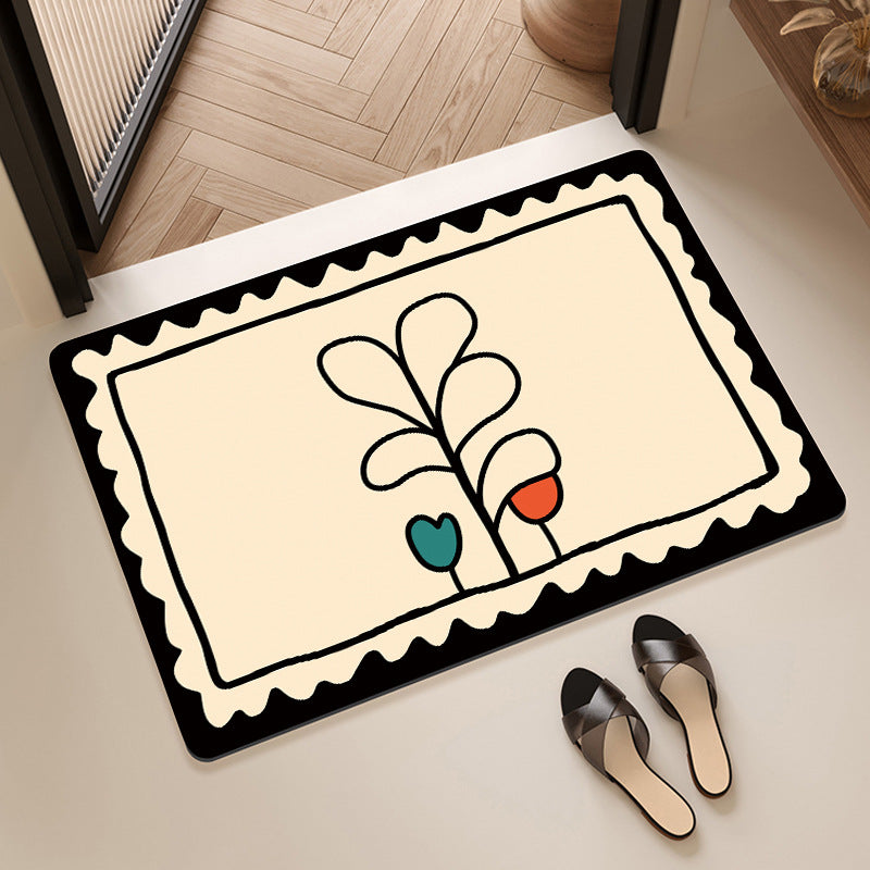 Decorative Floral Print Bath Mat Kalsten