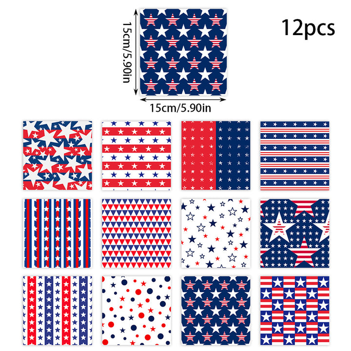 Unisex patterned party napkins made of paper with star and stripe designs Kalsten