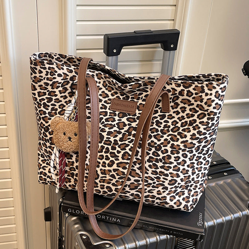 Leopard Print Canvas Tote Bag