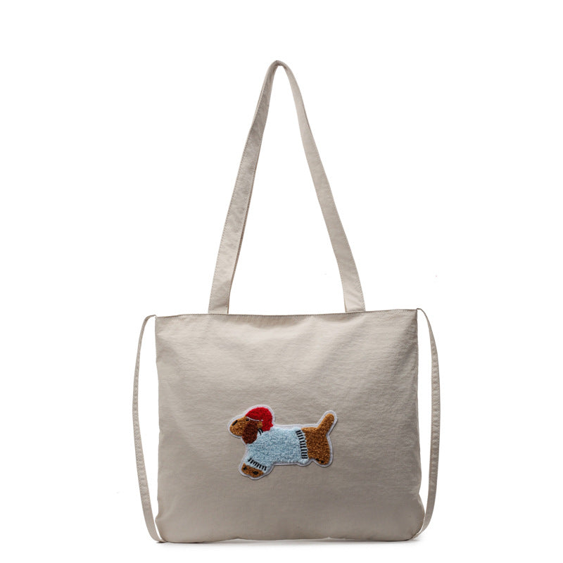 Cute Cartoon Dog-Themed Canvas Tote Bag