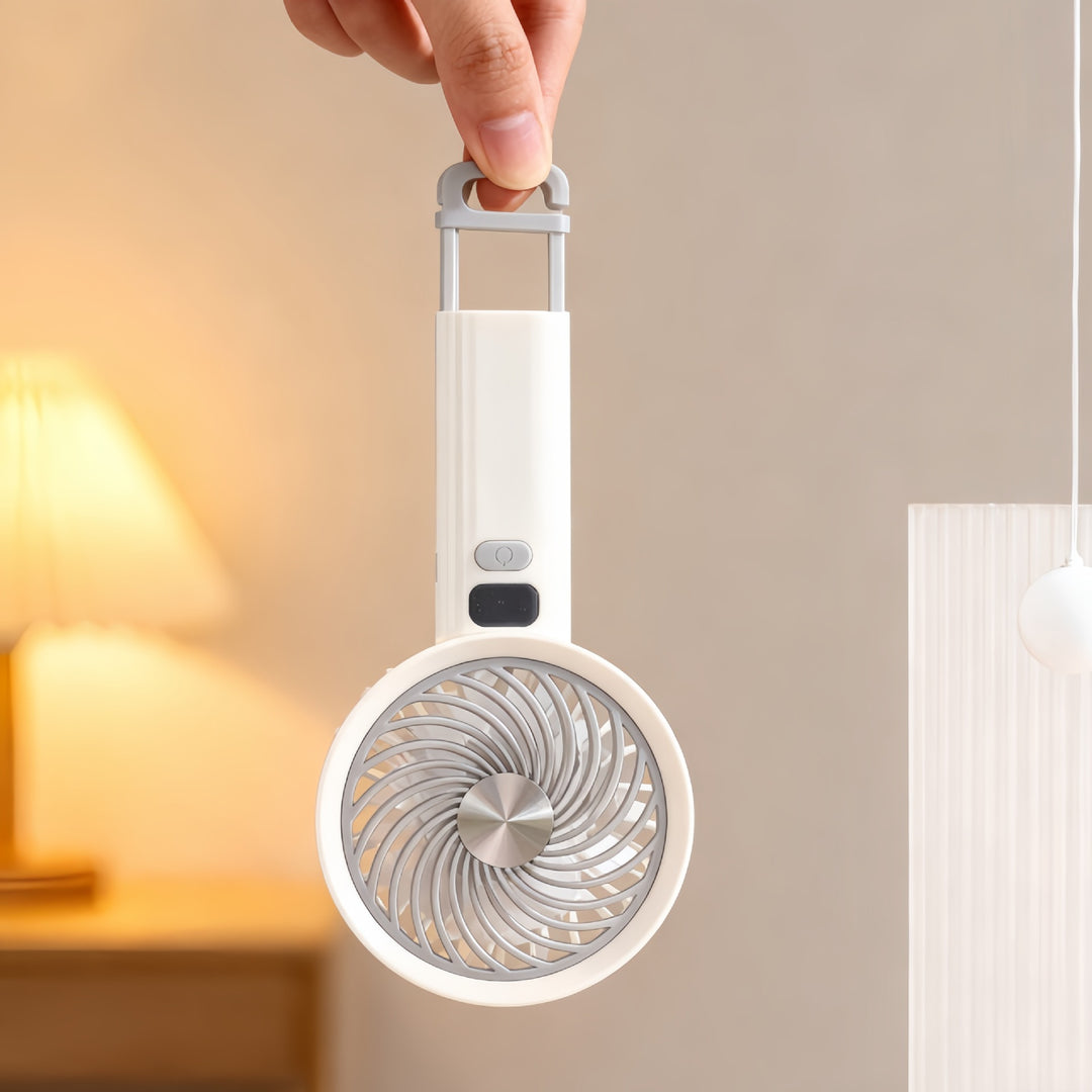 Ladies Portable Hand Fan with LCD Temperature Display and Rechargeable Battery Kalsten