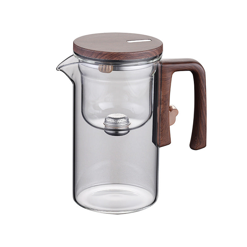 Artisan Glass Tea Set With Wooden Handle Pitcher And Serving Tray