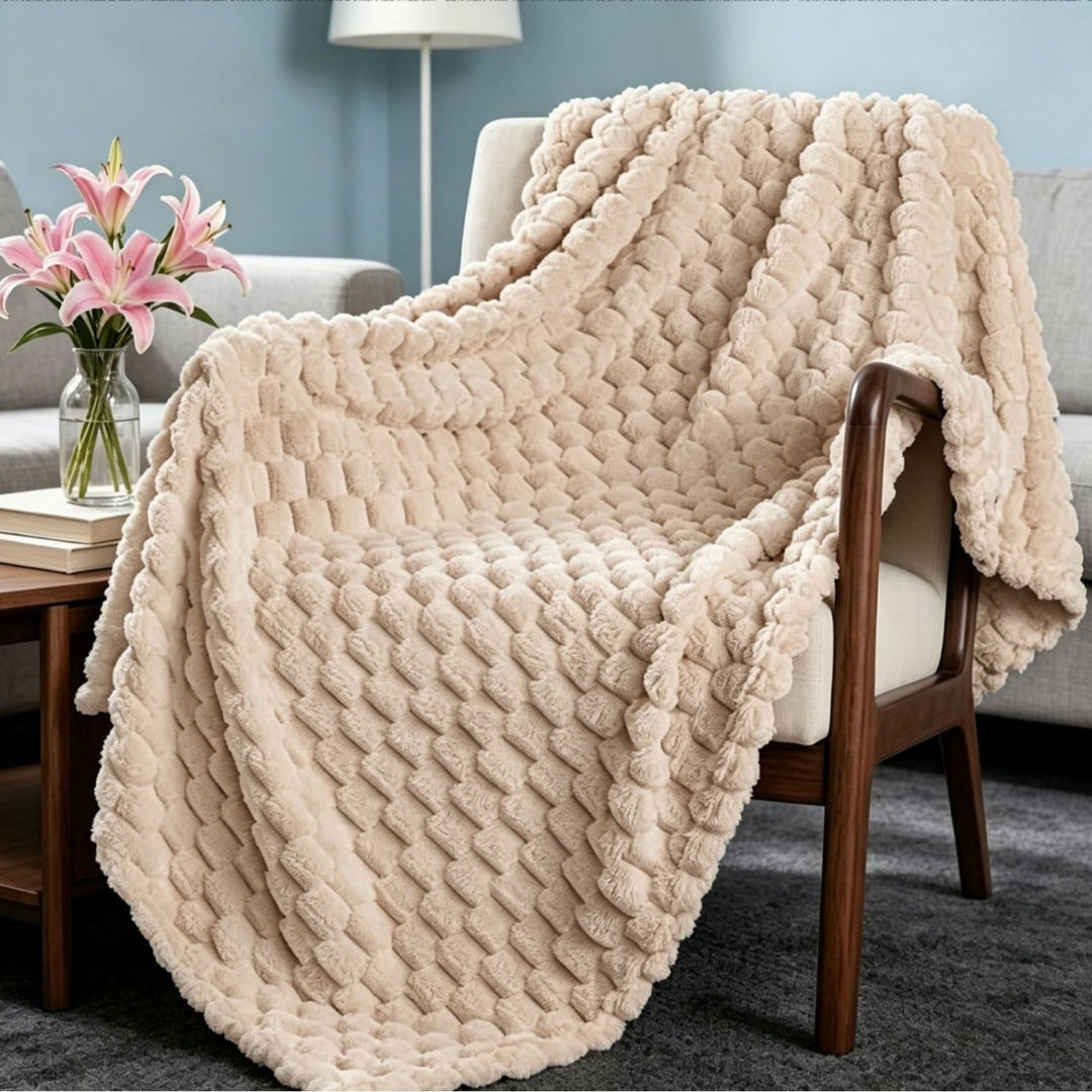 Premium Textured Plush Throw Blanket