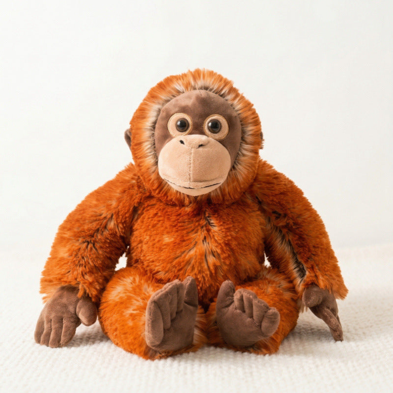 Plush Sitting Gorilla Toy with Long Faux Fur and Soft Bean-Fill Kalsten