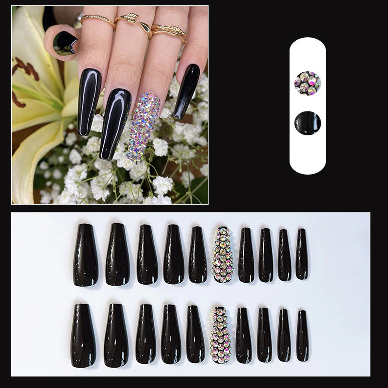 Glamorous Long Stiletto Press-On Nail Set with Rhinestone Accents