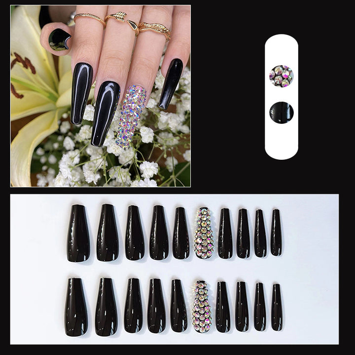 Glamorous Long Stiletto Press-On Nail Set with Rhinestone Accents
