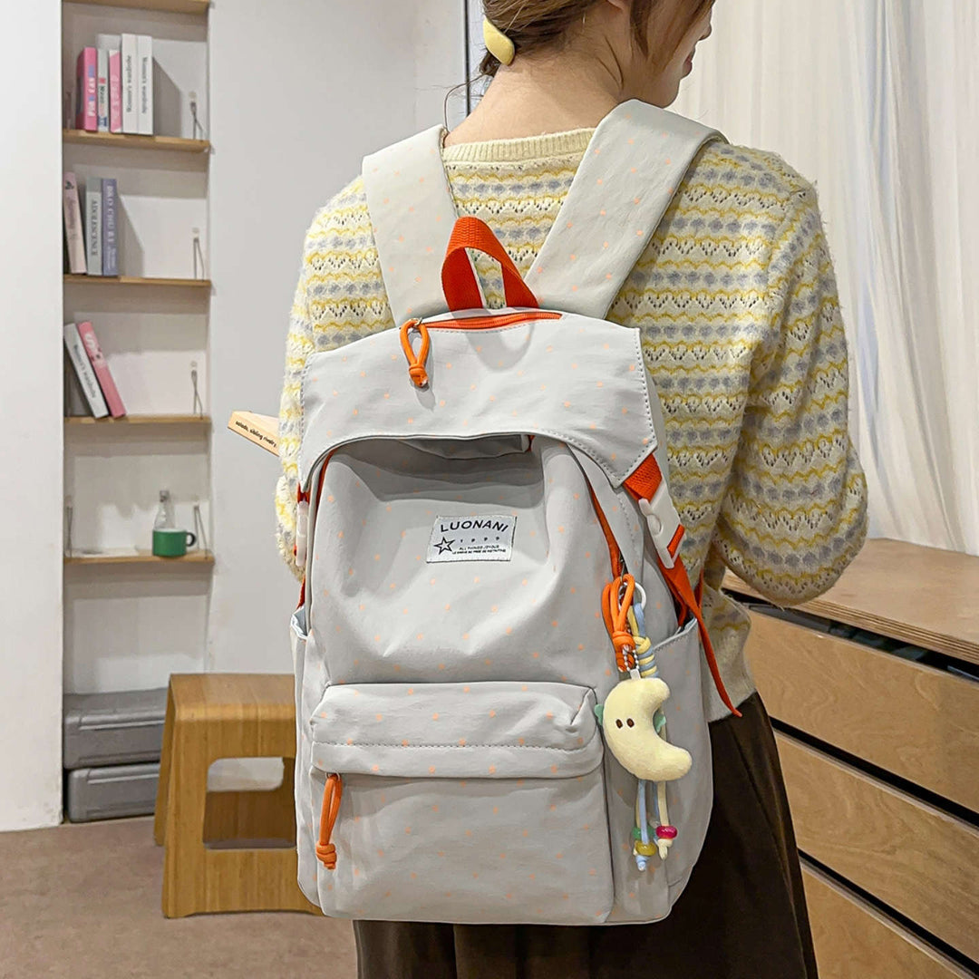 Polka-Dotted Canvas Backpack Kalsten