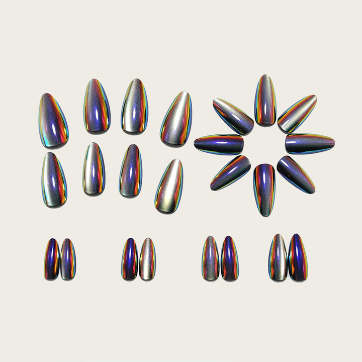 Glossy Artificial Nails in Futuristic Style Kalsten