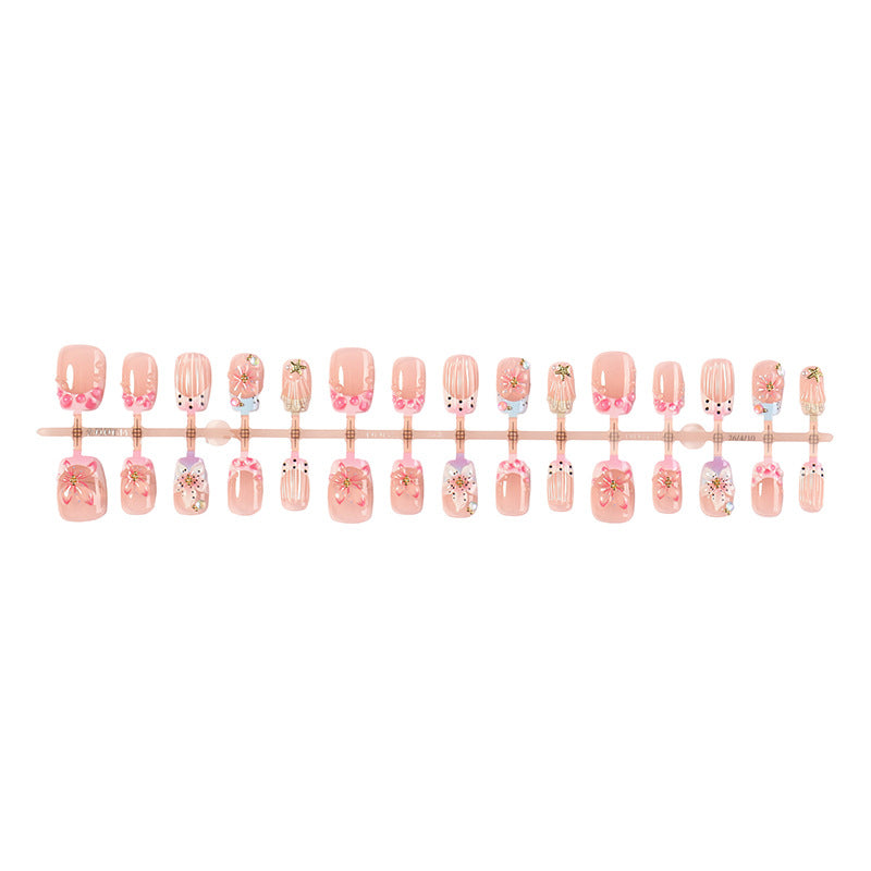 Decorative Press-On Nail Art Kit with Floral and Gem Accents kalsten