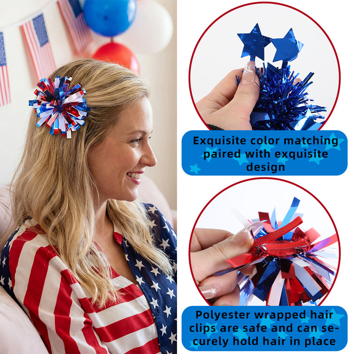Independence Day sparkly tinsel starburst pom pom cat teaser toy Kalsten
