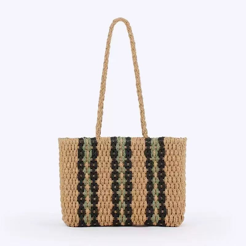 High-quality natural straw tote bag with colorful stripes Kalsten