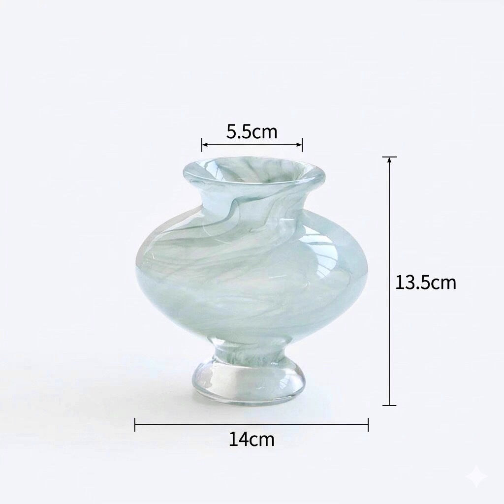 Handblown Swirled Pedestal Accent Glass Vase Kalsten