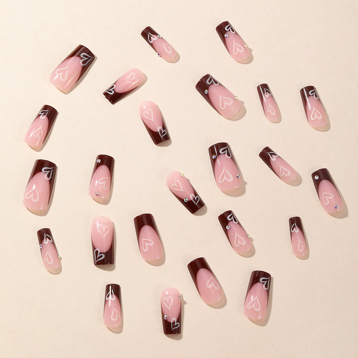 Elegant Long Acrylic Nail Art Extensions with Heart Design Kalsten