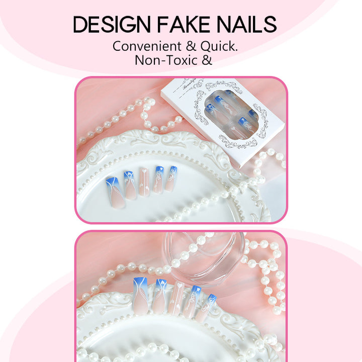 Creative nail art set with elegant heart and gradient patterns Kalsten