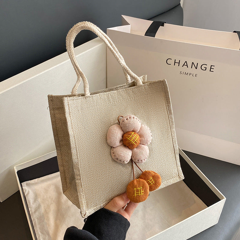 Floral Accent Tote Bag