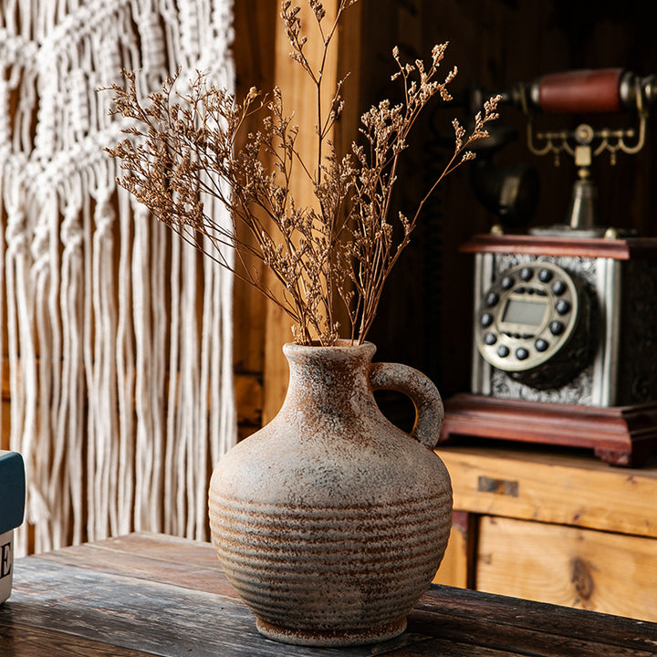 Rustic ceramic vase with handles Kalsten