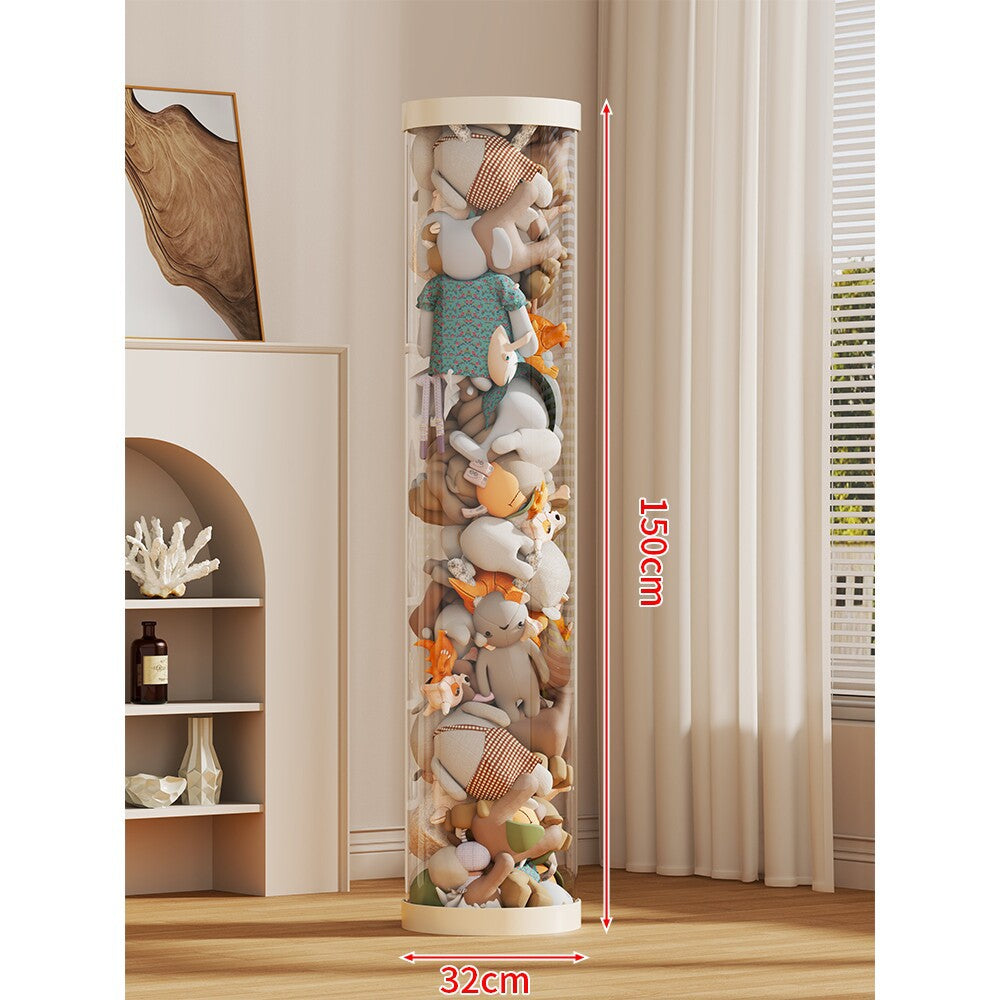 LED-lit Transparent Plush Toy Showcase Cylinder