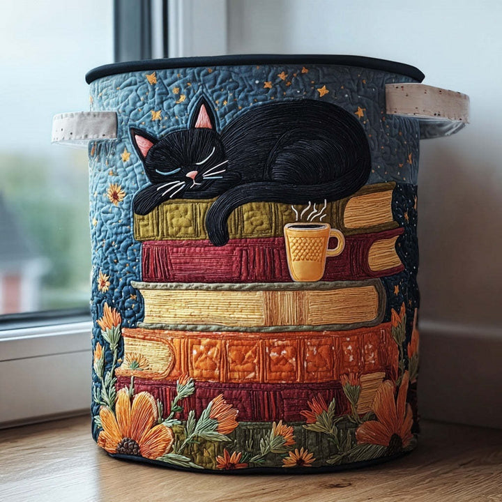 Quilted Decorative Laundry Storage Basket With Rope Handles Collapsible Fabric Organizer