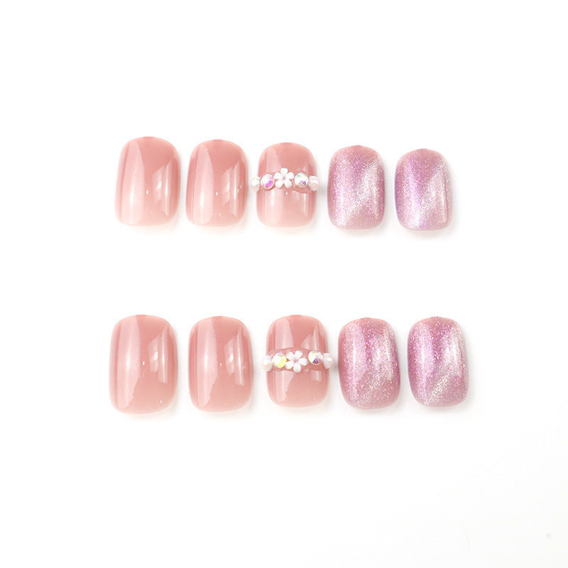 Elegant Pearl Accented Press-On Nail Art