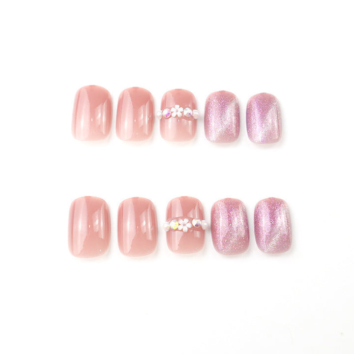 Elegant Pearl Accented Press-On Nail Art