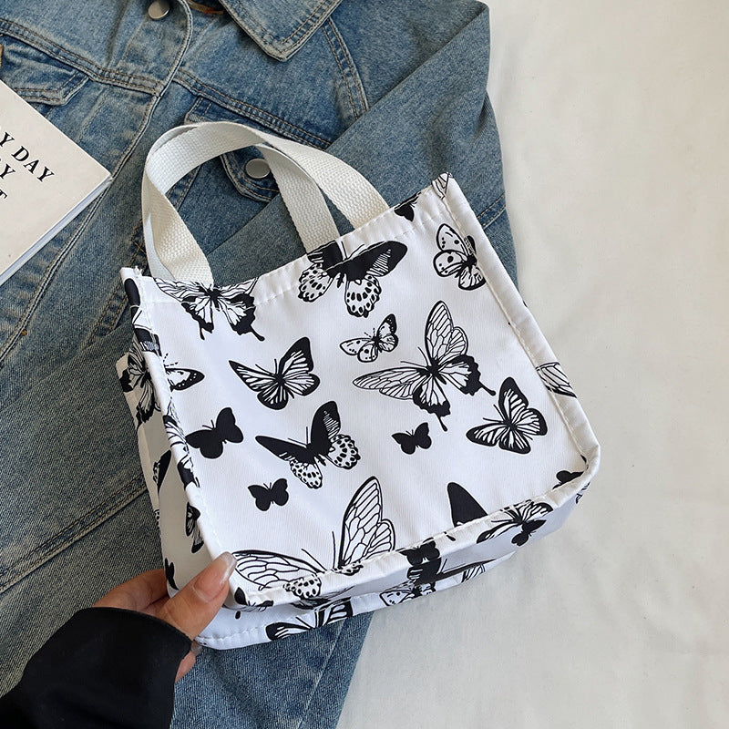 Butterfly Print Canvas Tote Bag