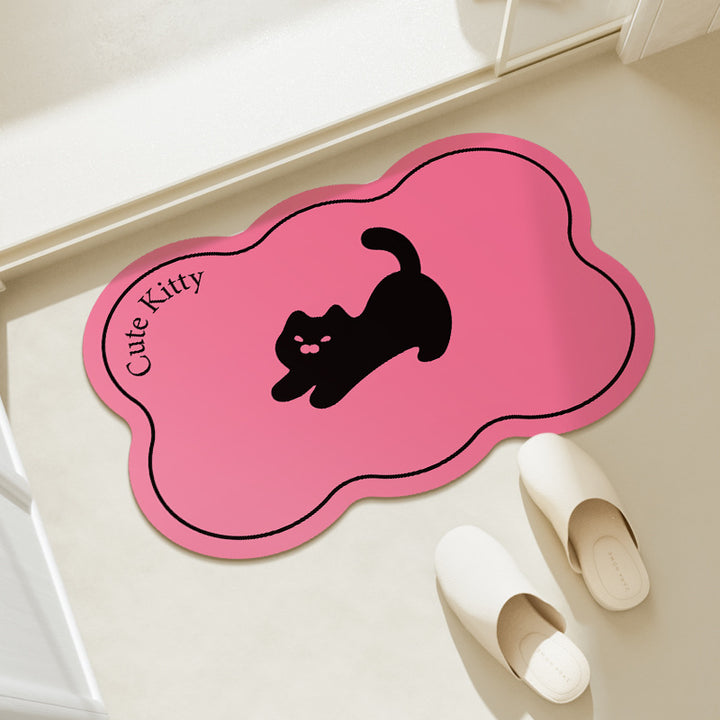 Cloud-Shaped Microfiber Anti-Slip Absorbent Bathroom Mat with Cartoon Dog Print