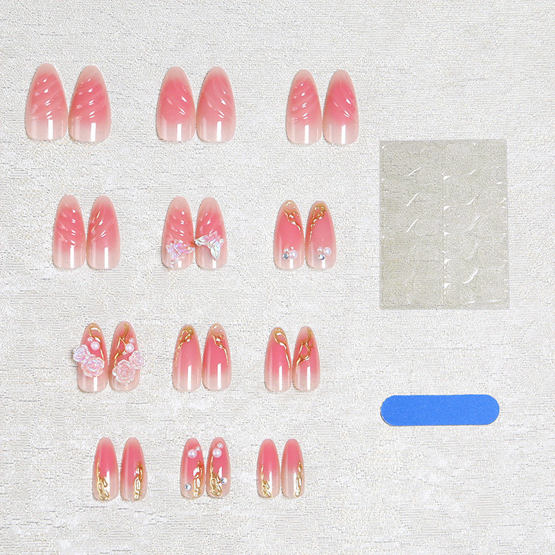 Artificial nail creation with floral 3D details and glitter accents Kalsten