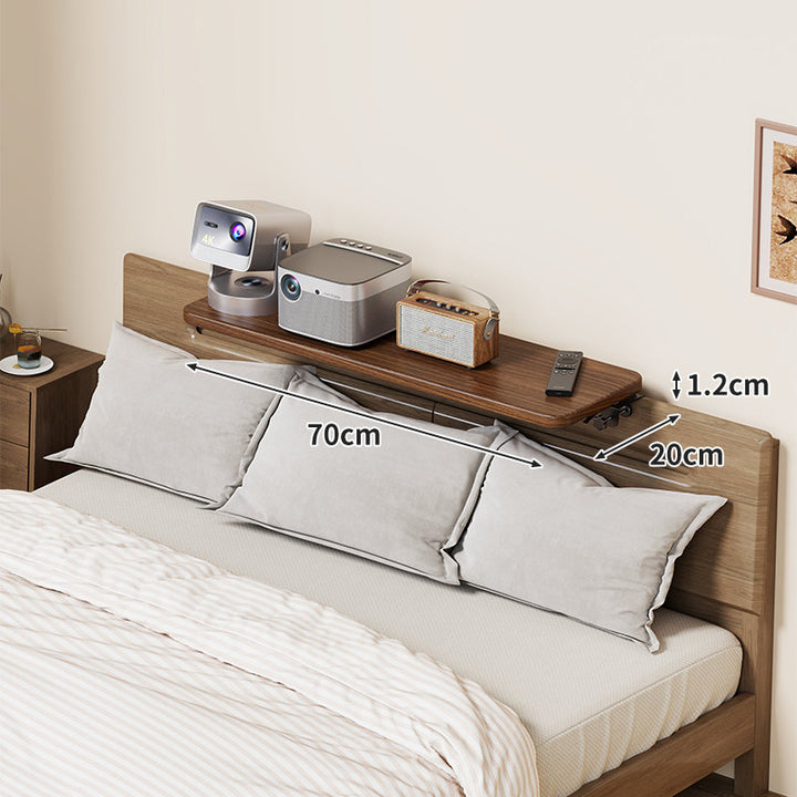 Headboard-Mounted Floating Bedside Shelf for Projectors and Devices